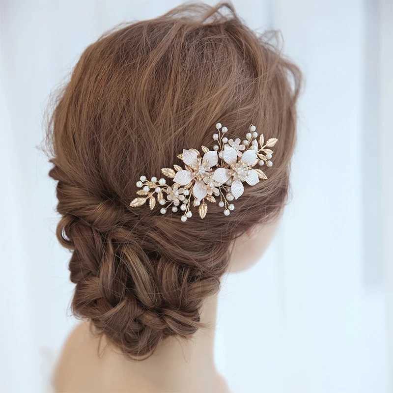 Fashion Wedding Hair Accessories Hair Comb Pearl Hair Bridal Flower Hair Comb Womens Headwear W241007