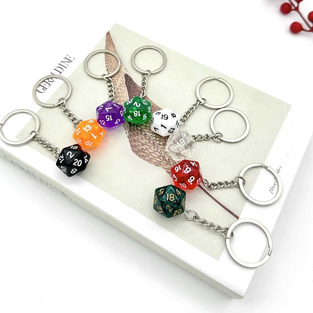 DnD D20 Resin Dice Charm Keychain Handmade RPG Game Dungeons and Dragons Dice Keychain Christmas Gift Key RingX241008