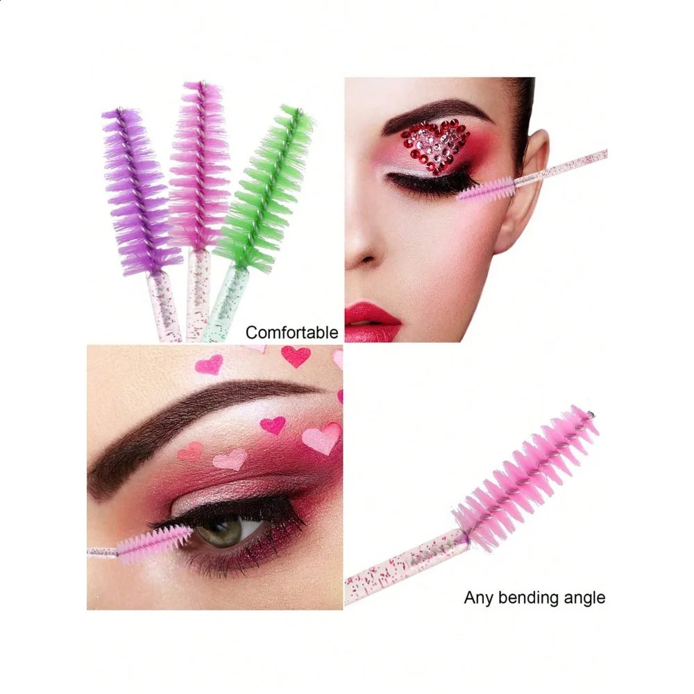 50 sets of reusable eye black sticks eyelash spray brushes with tubes disposable eyebrow decal boxes in containers wholesale 241008