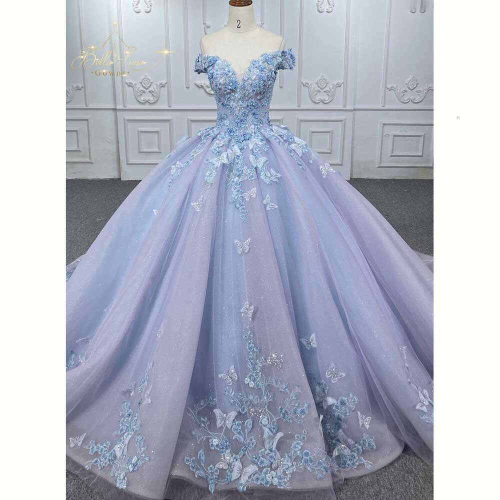 Exquisite Blue and Purple Formal Wedding Party Dresses Sweetheart or Length A-e Butterflies wers Fairy Prom Gowns