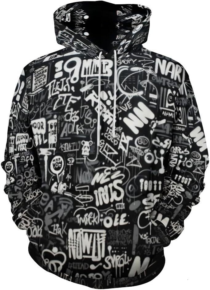 Hoodie for Mens Womens Unisex Novelty Graffiti Hoodies 3D Printed Cool Aesthetic Pullover Hoodie Pocket Graphic Hoodies sweatshirt Pullover Long Sleev