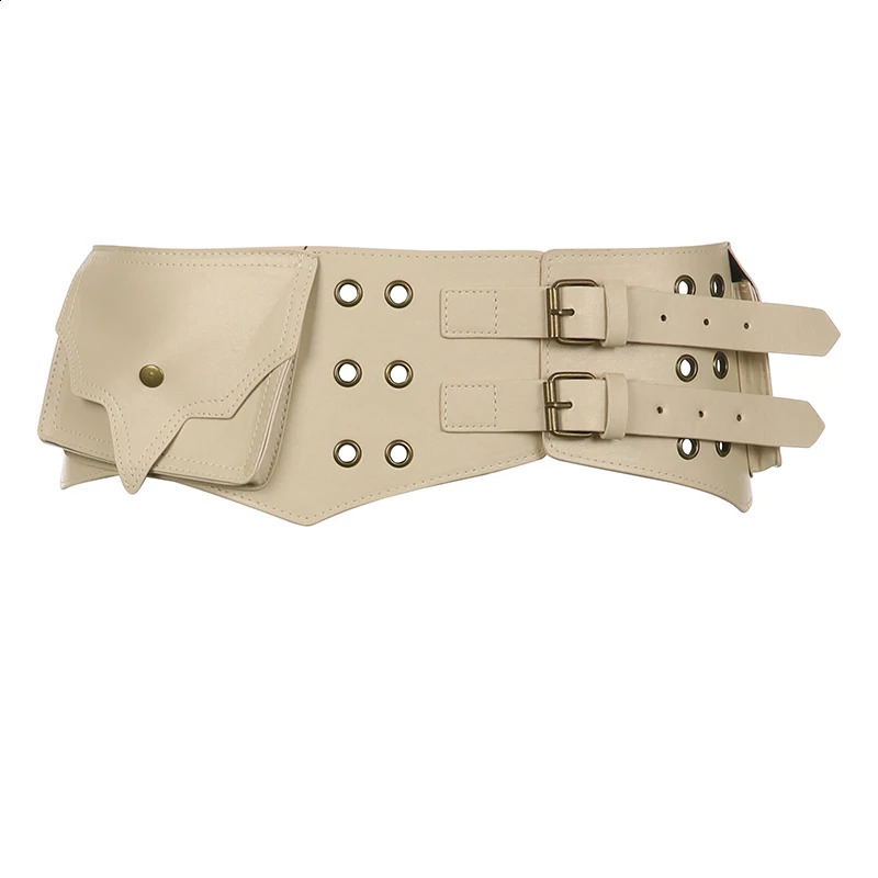 Darlingaga Vintage Exaggerated Western Style PU Belt Womens Buckle Eye Cowboy Wide Belt Grunge Belt Fashion 240925