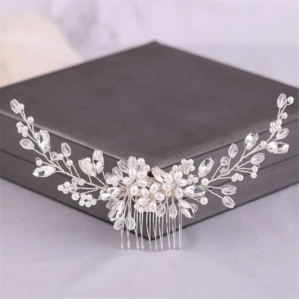 Crystal wedding bridal hair jewelry suitable for parties handmade headwear for women pearls crystal hair combs hair accessories W241007