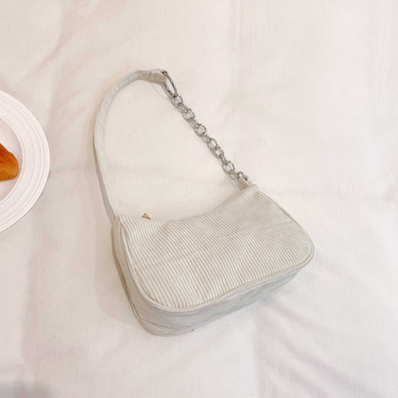 CMM Corduroy Chain Armpit Bag Fashion Baguette Bag Simple and Trendy Handbag Single Shoulder Bag