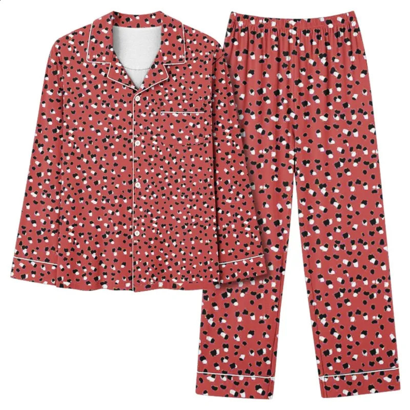 Floral print womens twopiece set spring summer autumn winter lapel pocket pants elegant casual loose home wear 241008