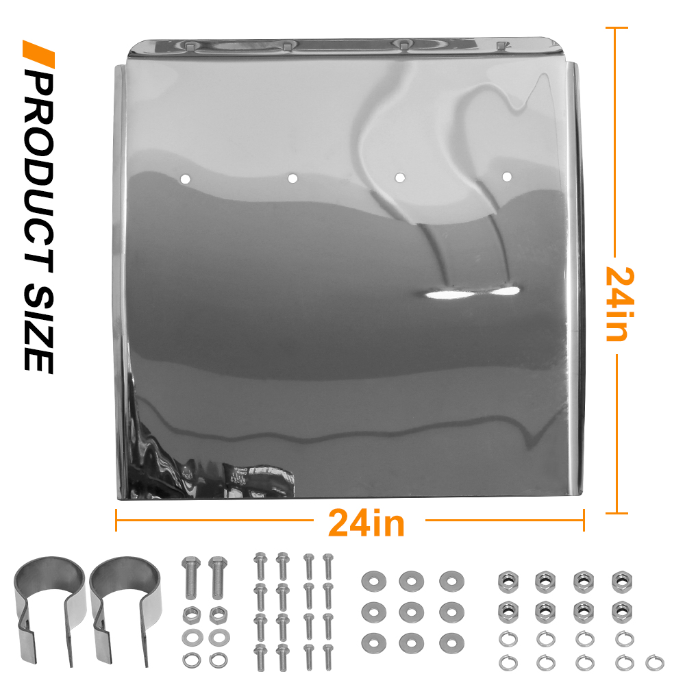 Semi-Truck Quarter Fender Protection System with Triangular Stainless Steel Mounting Brackets - Set of Two