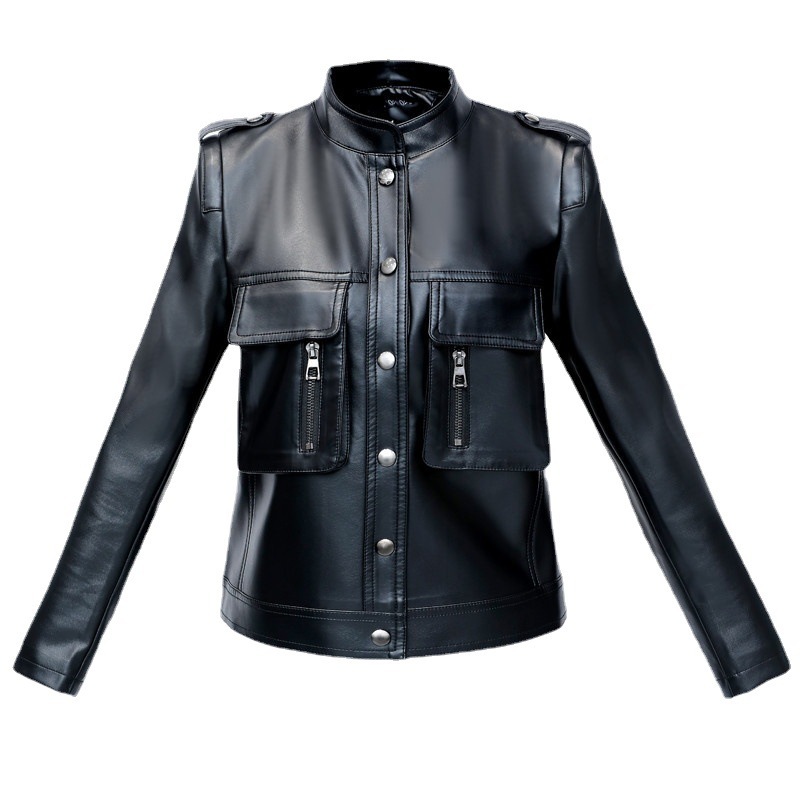 2023 Fur Real Womens Leather Bomber Jacket Genuine Coat Women New Outerwear