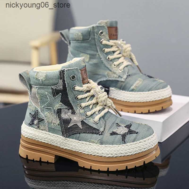 Boots Girls Boys Ankle Leather Boots with Zipper Lace Up Outdoor Hiking Waterproof Anti-Slip Durable Combat Bootie for Kids L240910