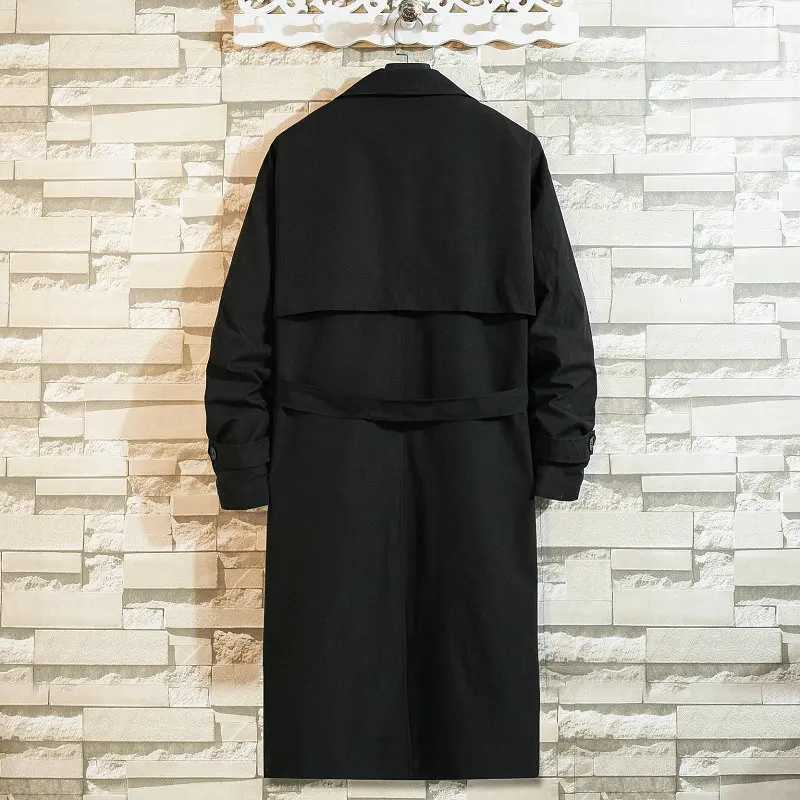 Korean fashion spring trench coat mens windproof trench coat mens smart casual loose long coat street size 5XL W2410079