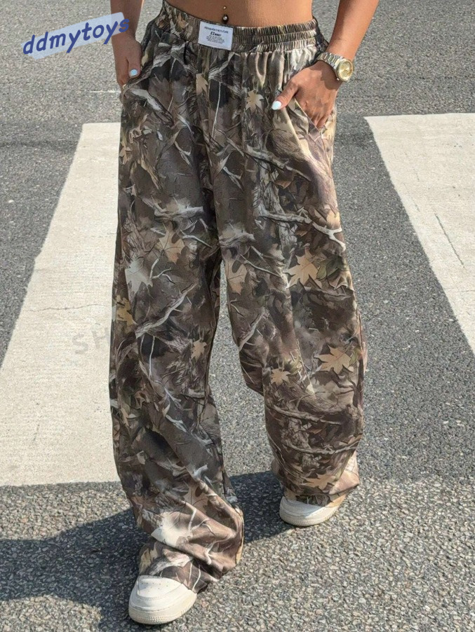 dongdumaoyi Spring and Autumn Hot Girl Women 's Printed Knitted High Waist Wide Leg Pants F1008#30