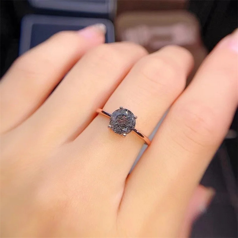 Simple style black diamond ring diamond engagement ring 925 sterling silver card holder womens gift ring 240929