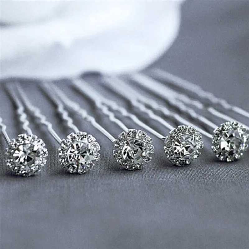 10/20 Fashion Wedding Brides Pearl Flower Transparent Crystal Water Diamond Hairpins Bridal Hairdressing Accessories W241007
