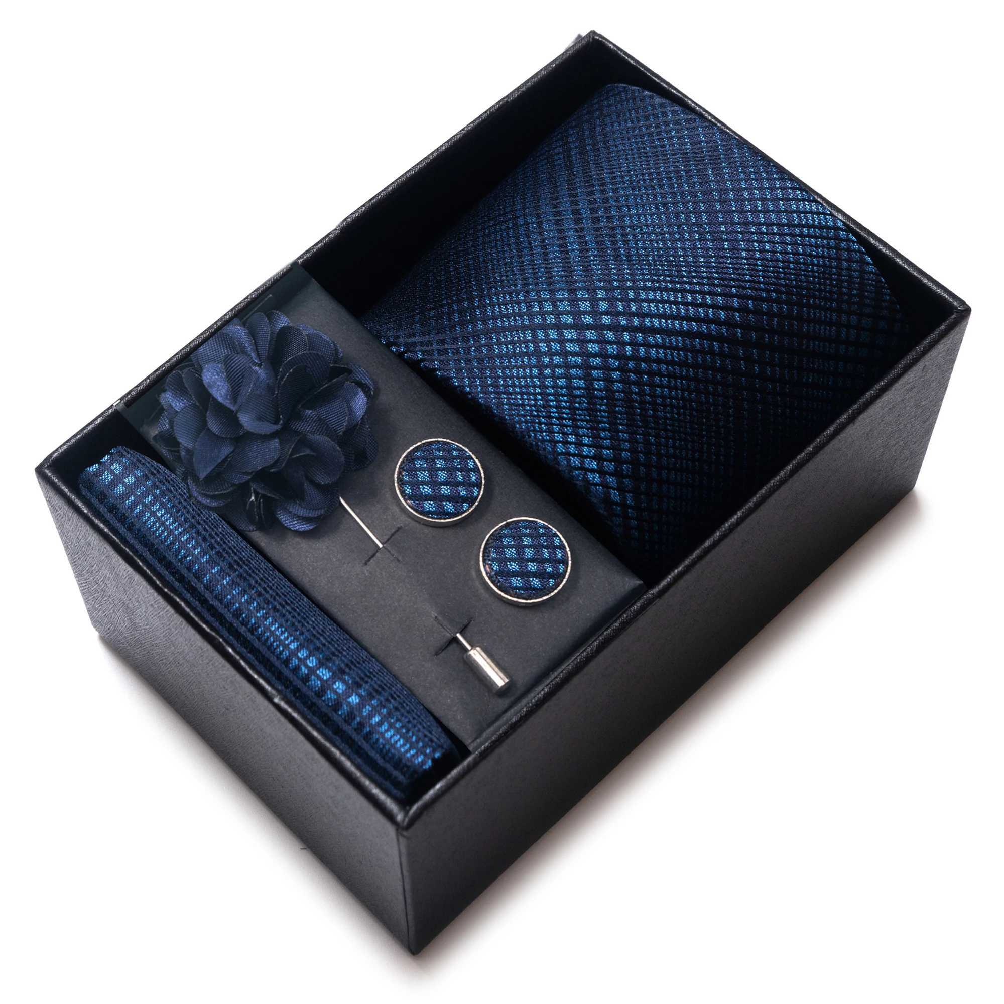 5-piece/set mens multi-color fashionable tie handheld cufflinks Brooch Necktie set ideal gift for men W241007