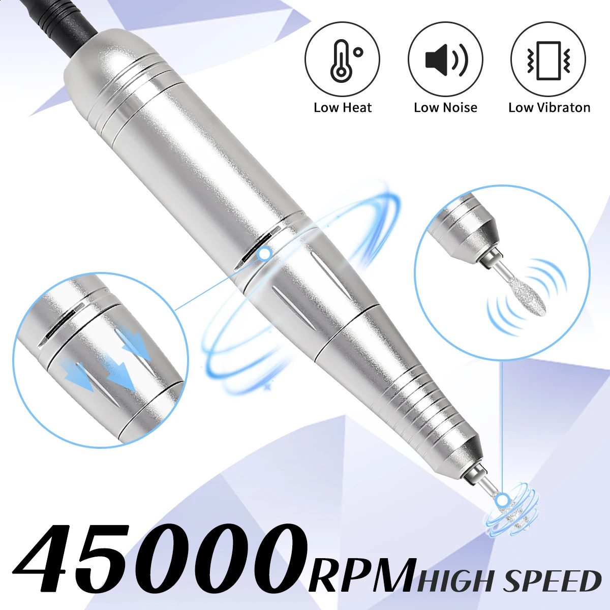 45000RPM Nail Drill Machine 3-in-1 Portable Nail Drill and Dryer Electric Professional Nail Lathe with UV LED Lamp Manicure Care 240927