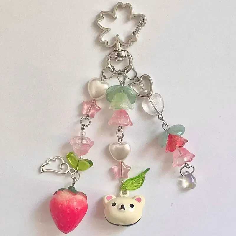 Bear Pendant Beaded Phone Charm Y2K Fairy Core KeychainX241008