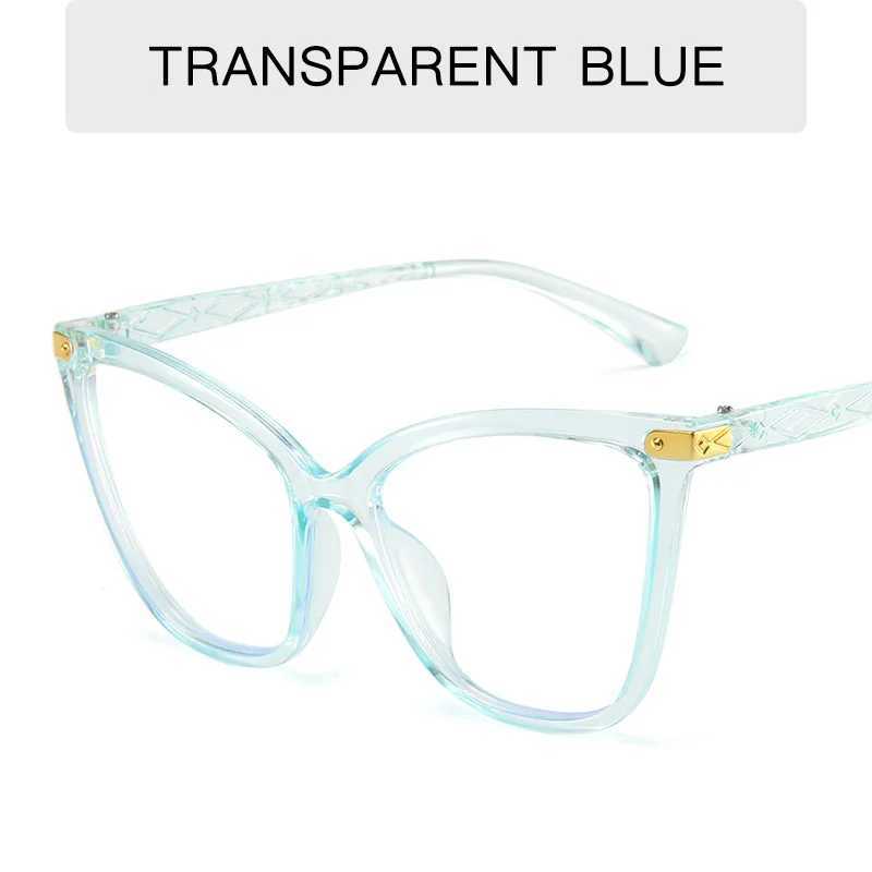 Retro Transparent Anti Blue Light Computer Blocking Glasses Frame Women Oversized Cat Eye Eyewear Optical Spectacle EyeglassX241008