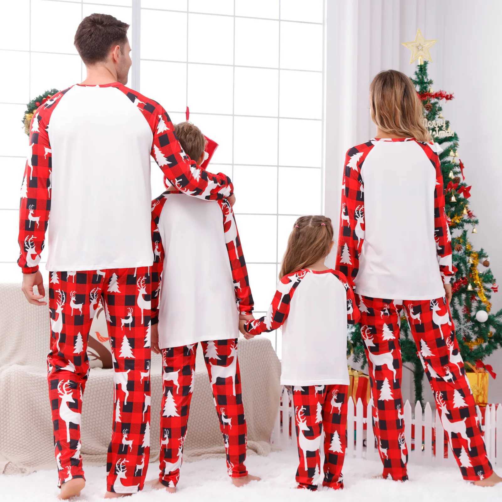 2024 New Letter Print Family Matching Clothes Christmas Pajamas Parent-child Matching Outfits Baby dog Romper Soft Warm PyjamasXJ241008