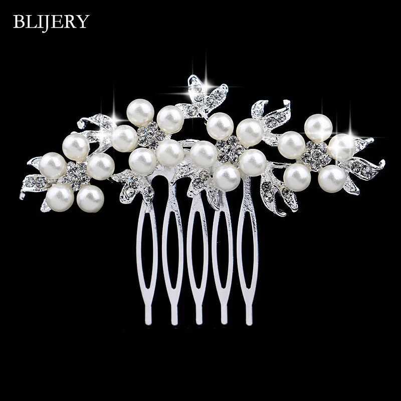 BLIJRY Charm Animal Flower Design Wedding Hair Pearl Crystal Hair Comb Female Bride Wedding Hair Accessories W241007