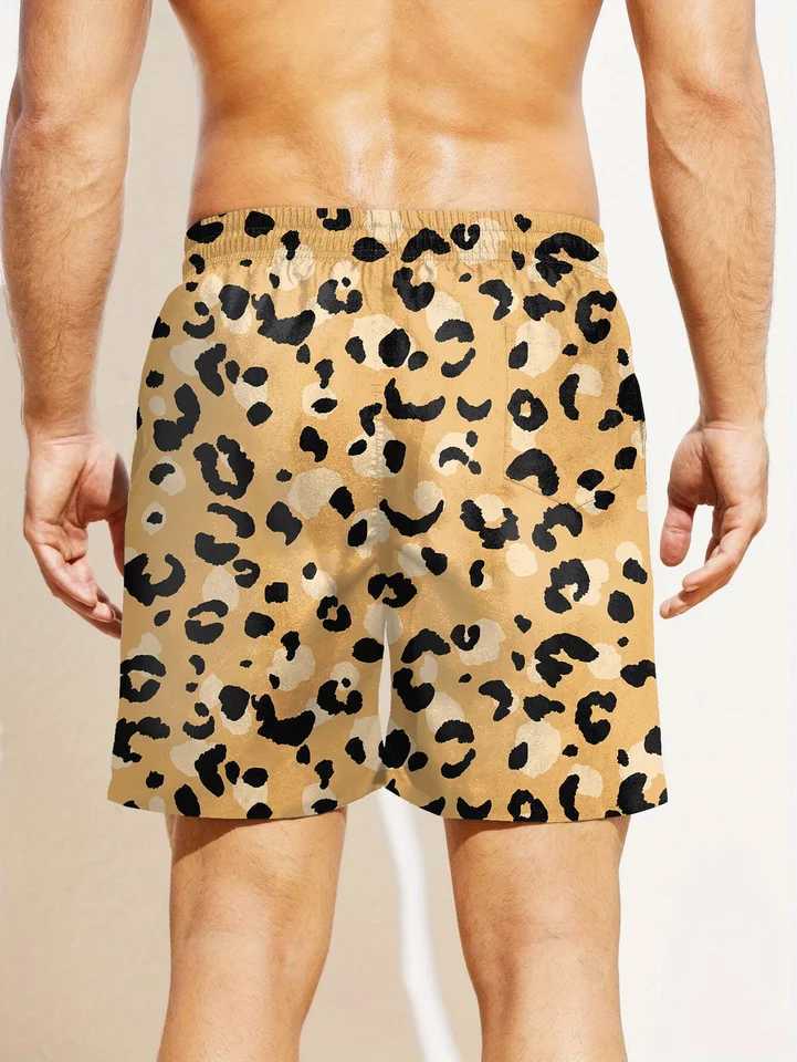 3D printed mens swimsuits quick drying mens swimsuits leopard print mens swimsuits with pockets swimwear surfing suitsW240713