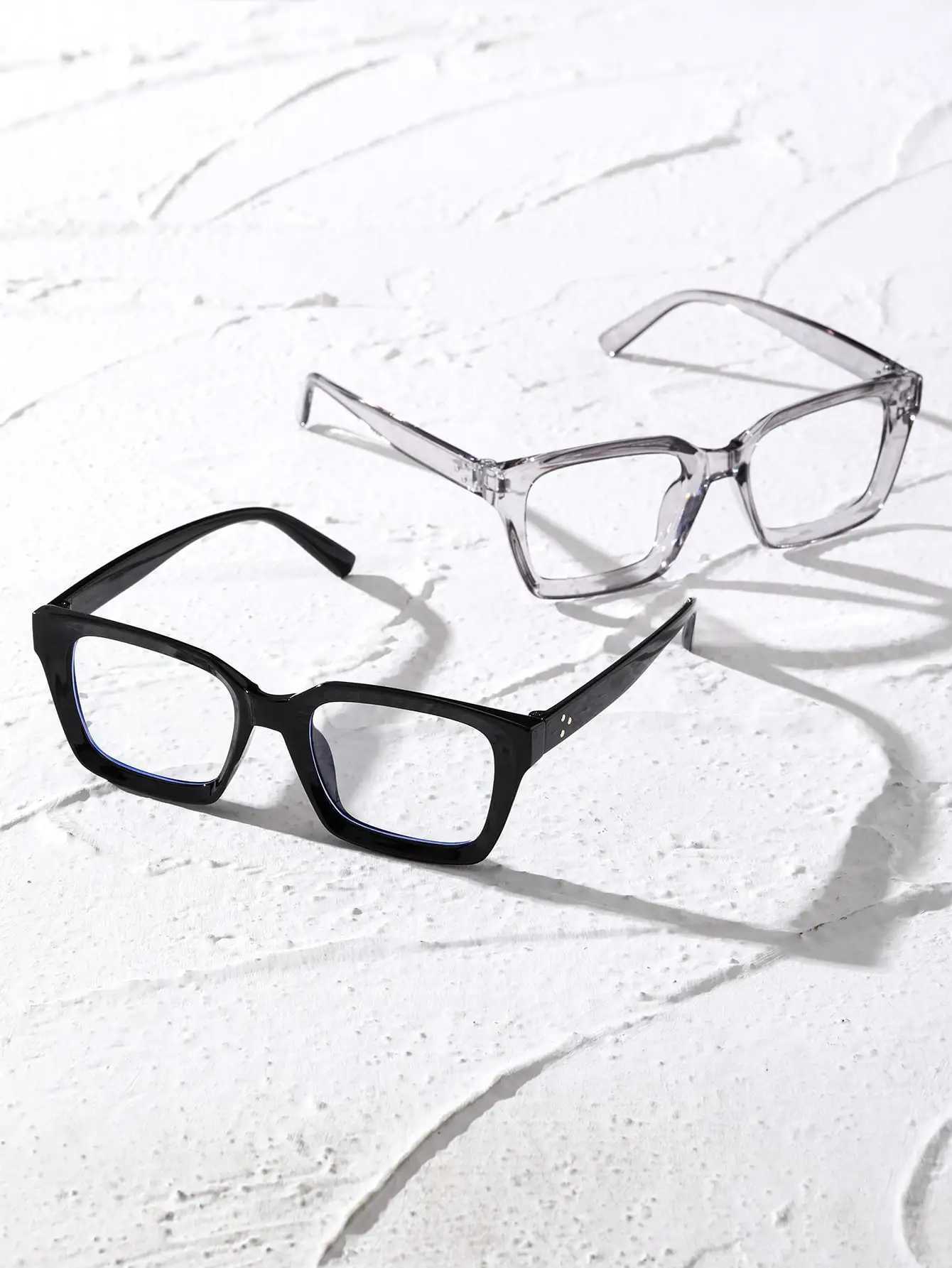 2 Pcs Plastic Geometric Frame Fashion Academic Style Clear Glasses Protection Daily AccessoriesX241008