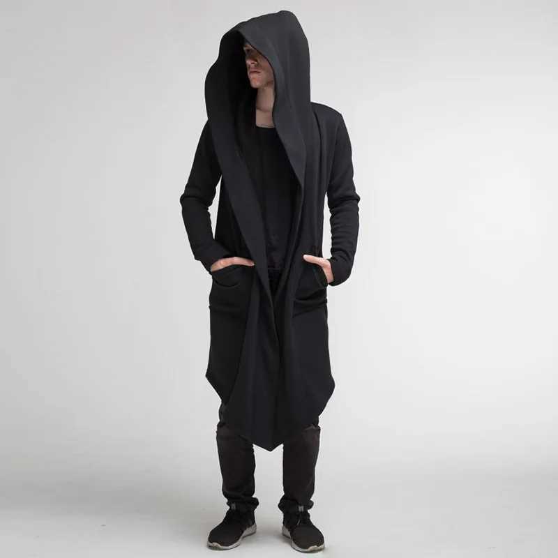 Punk mens long cardigan wool sweater hooded European windproof jacket autumn/winter Cape Town long hooded jacket W241007