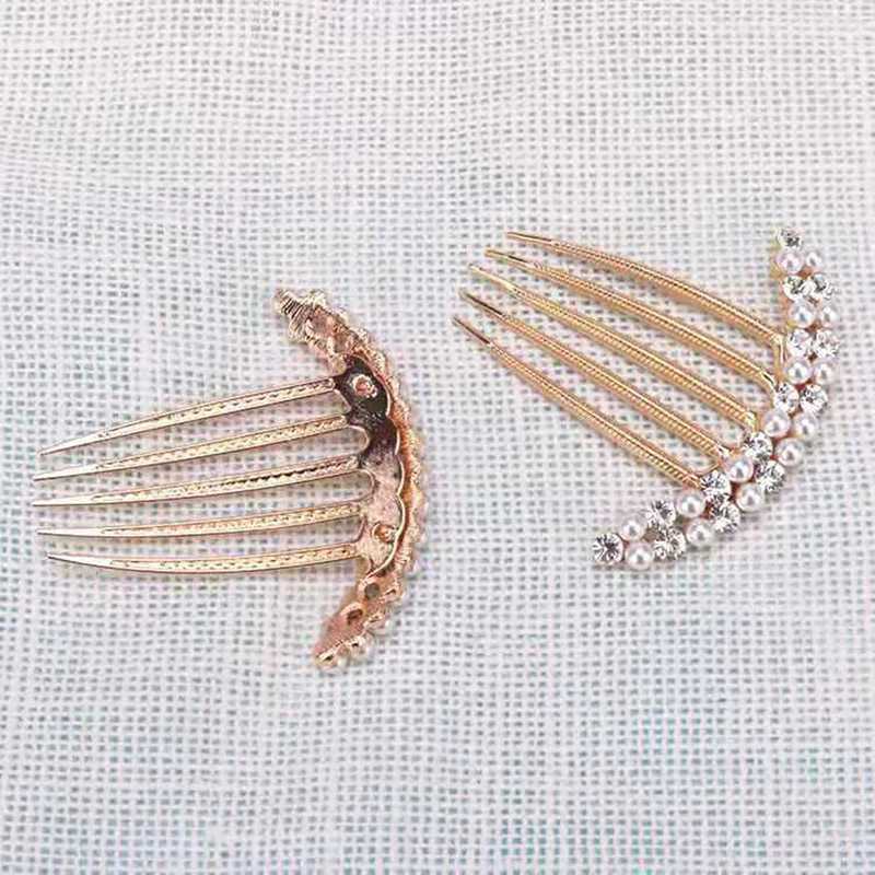 5 teeth hair side comb pearl crystal hair clip wedding bride rhinestone pearl crystal hair clip claw hair clip W241007