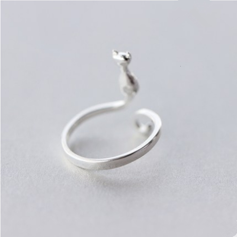 Silver Plated Women's Forest Sweet Cat Open Index Finger Ring Children