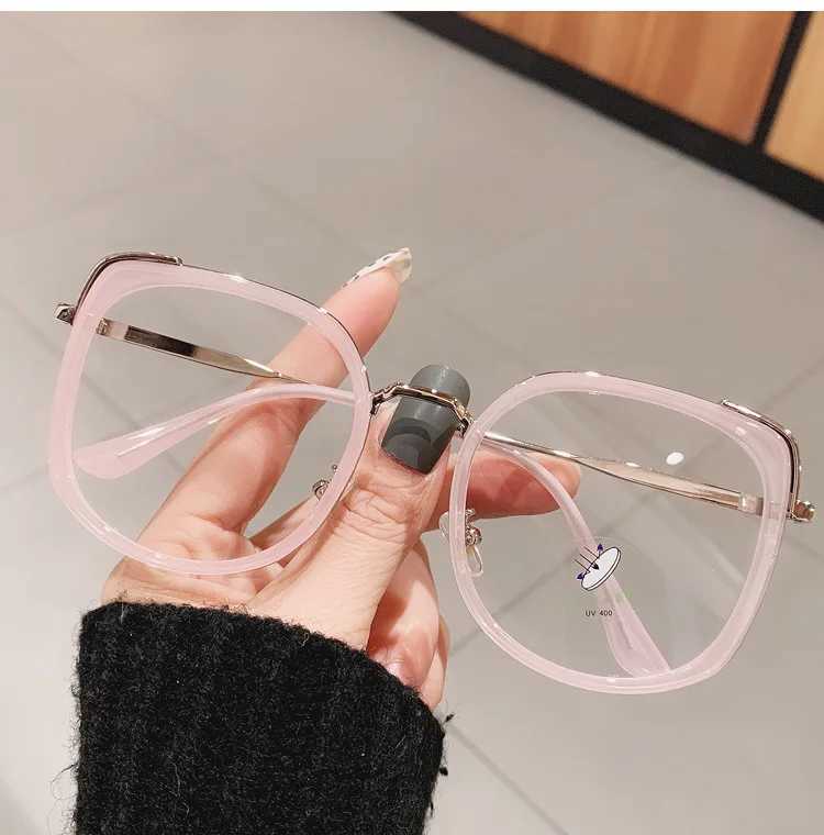 2021 Women Anti blue Light Glasses cat eye Frame Vintage Large Square Eyeglasses Blocking Blue-ray Oversized Spectacles FramesX241008