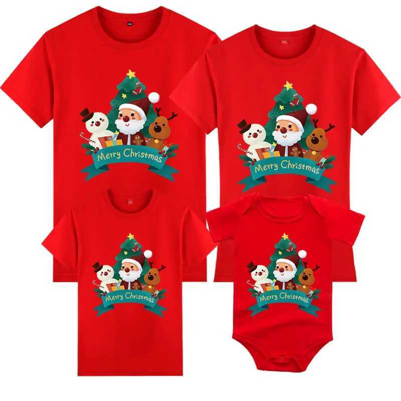 New Year Girl Boy Mom Dad T-shirt Womens Childrens T-shirt Baby Pants Christmas Family Matching T-shirt Mother Daughter Clothing W241008