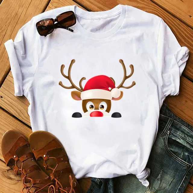 1 Christmas reindeer family matching T-shirt for mom dad daughter son fun matching T-shirt for mom dad child baby clothing W241008