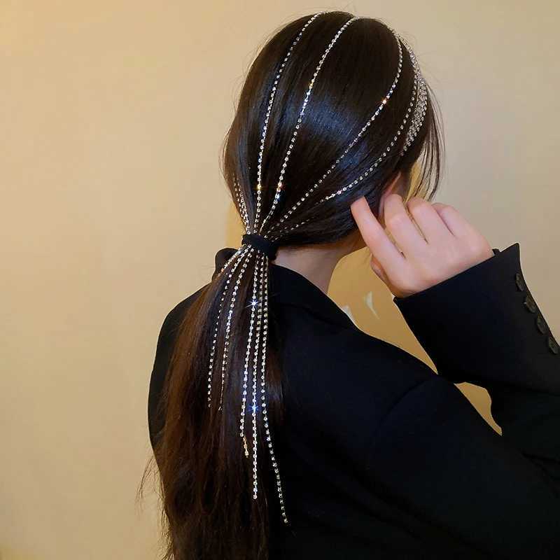 New all water drill strap suitable for womens hair long tassel crystal headband hair accessories wedding accessories hair jewelry W241007
