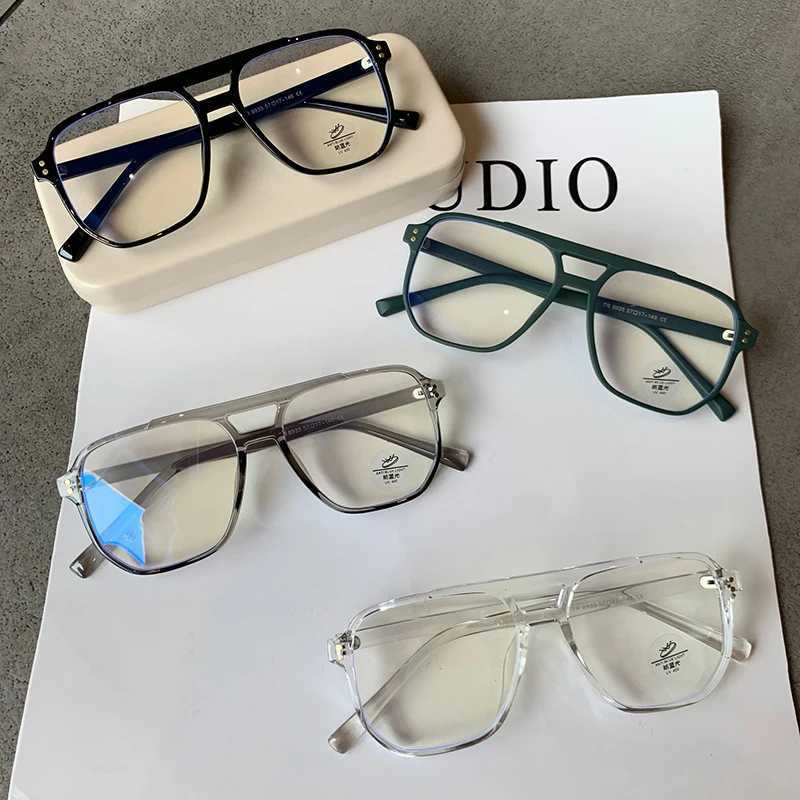SO EI Fashion Square Double Bridges TR90 Women Glasses Frame Clear Anti-Blu-Ray Eyewear Retro Men Optical Frame Computer GogglesX241008