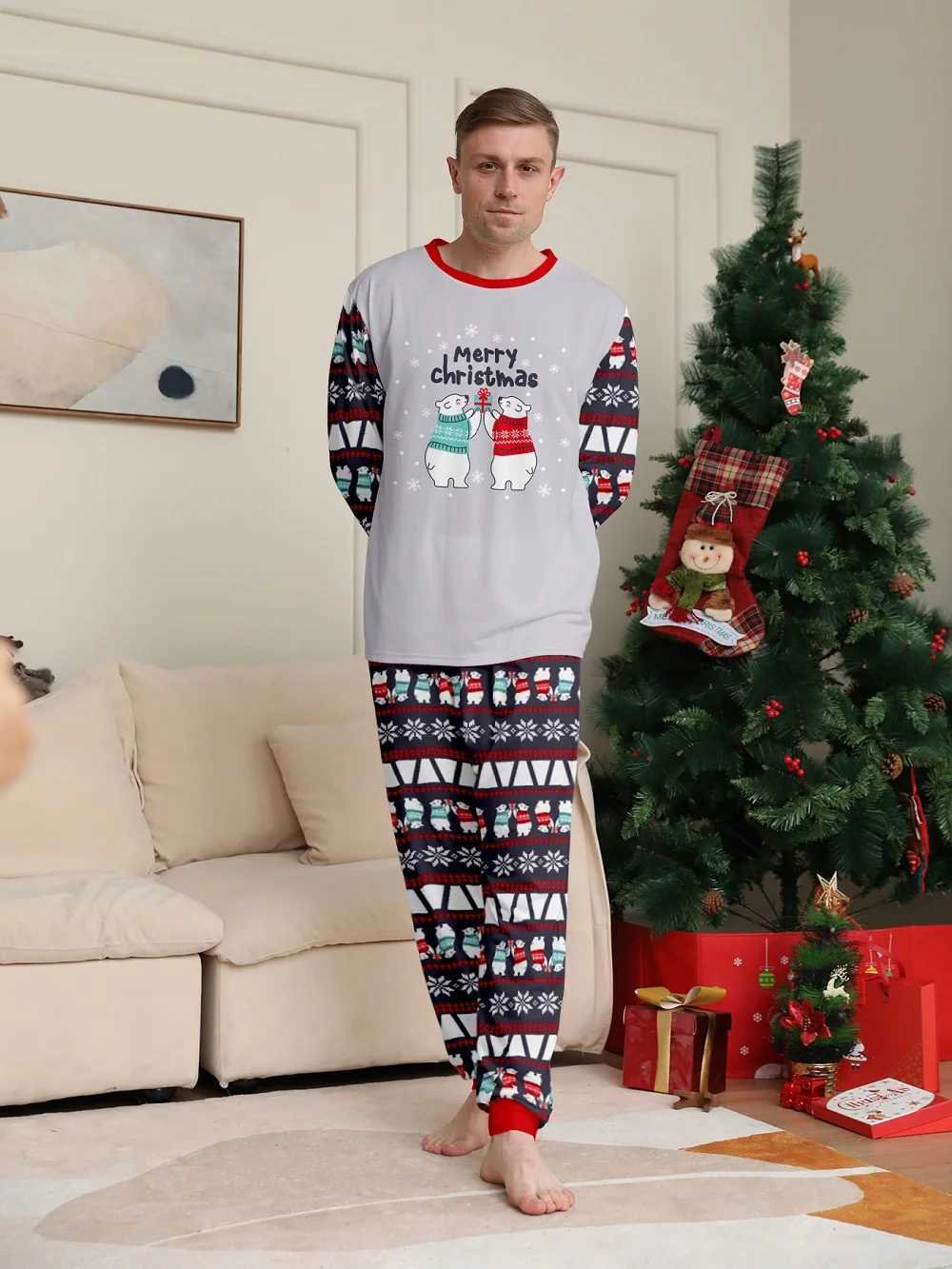 Christmas Family Matching Pajama Set Adult and Childrens Pajama Top+Pants Family Appearance Christmas Pajama Set Baby Boys and Girls jumpsuit W241008