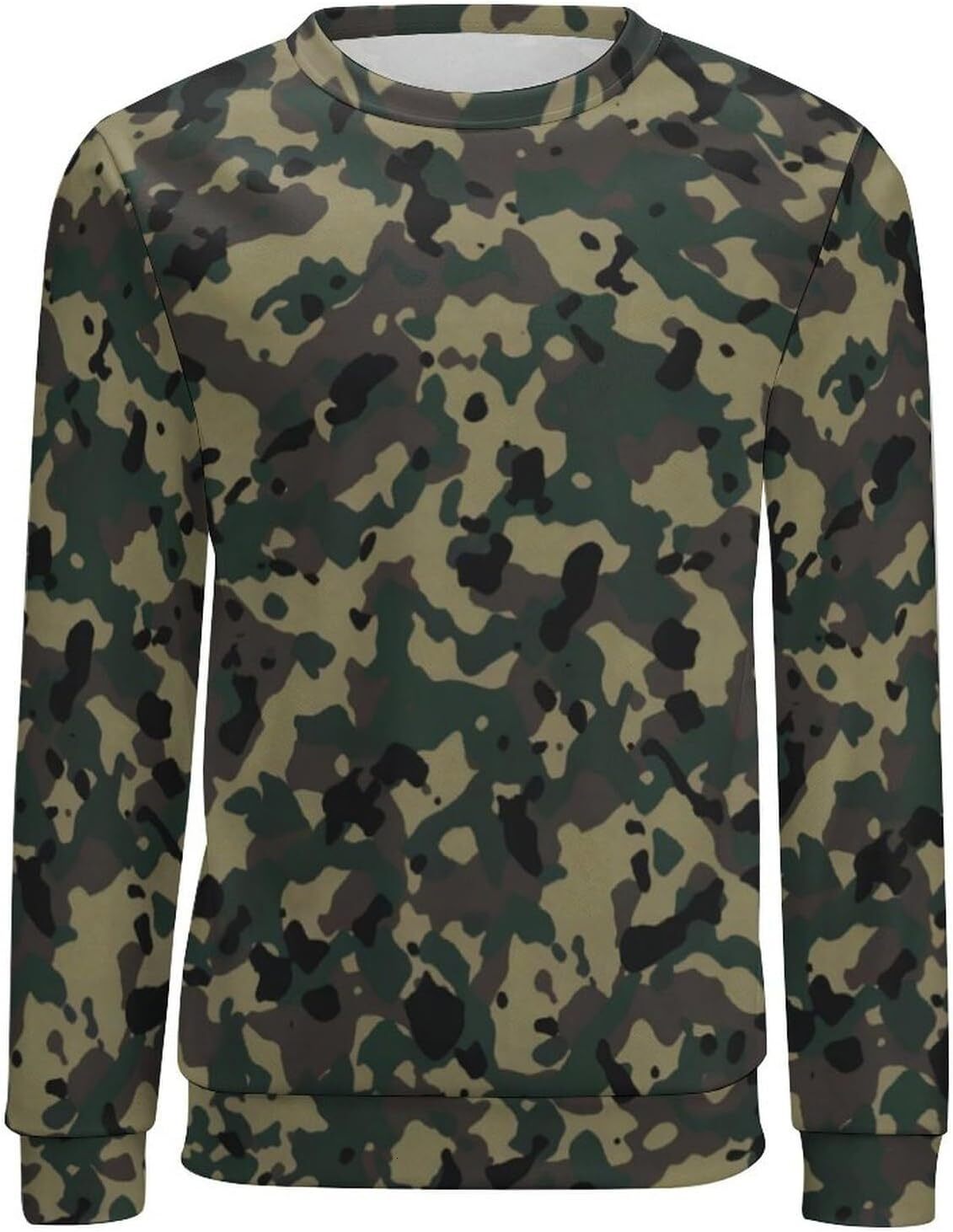 Long Sleeve Shirts for Men sweatshirt Men's Crewneck Camo Sweatshirt Casual Streetwear Camo Pattern Long Sleeve Pullover T shirt Tee Streetwear