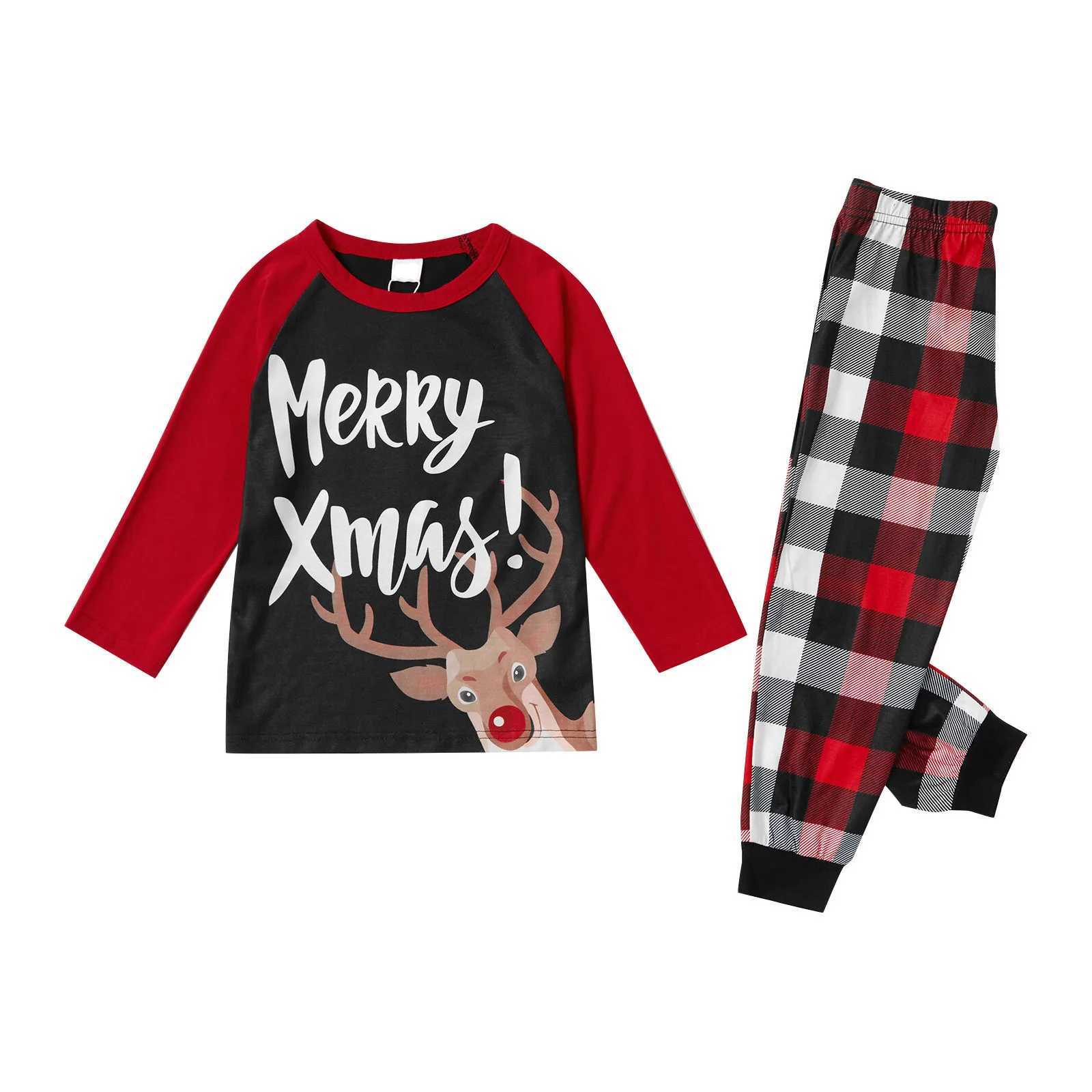 2024 Family Christmas Printed Pajama Set Long Sleeve Letter Printed T-shirt Flat Pants Pajama Lounge W241008