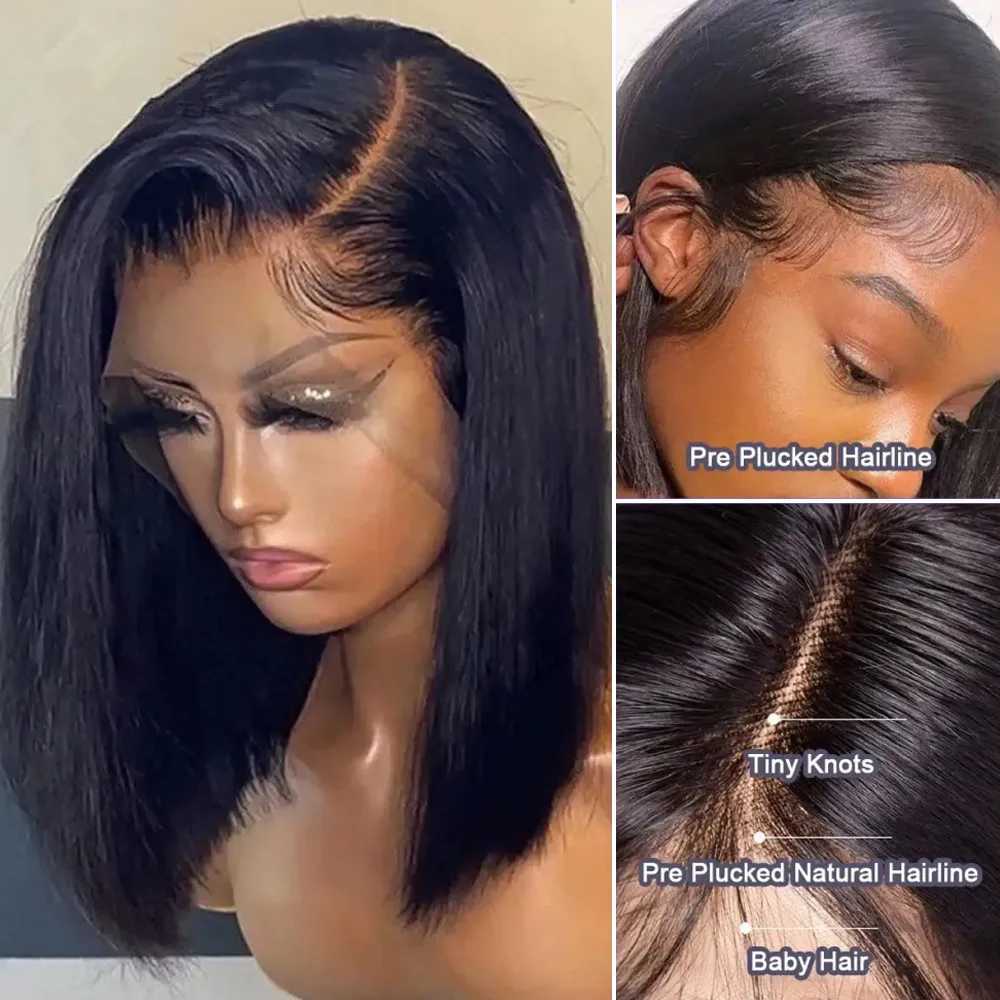 Bone Straight Bob Wig Lace Front Human Hair Wigs For Women Short Bob Wig side part Lace Frontal Wig Brazilian Human Hair 180%XJ241008