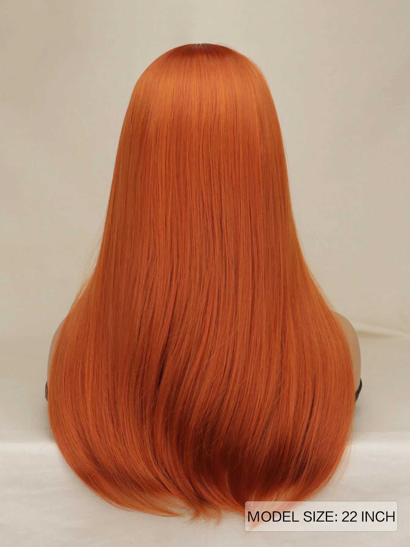 QQXCAIW Long Straight Wig Women Orange Red Natural Cosplay Party Women Heat Resistant Synthetic Hair WigsXJ241008