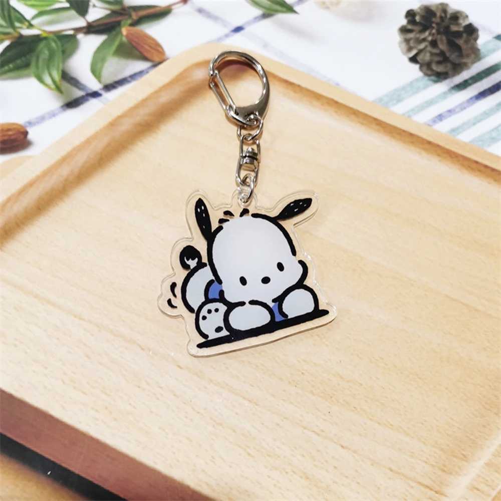 Kawaii Lovely Pochacco Keychain Cartoon Puppy Key Ring Couple Bag Figure Ornament Girl Accessories Car Pendant Childrens GiftX241008