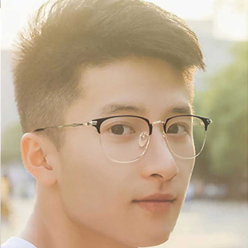 Unisex Retro Fashion Finished Myopia Glasses Half Frame Blue Light Blocking Eyewear for Men Women Nearsighted Minus DioptersX241008
