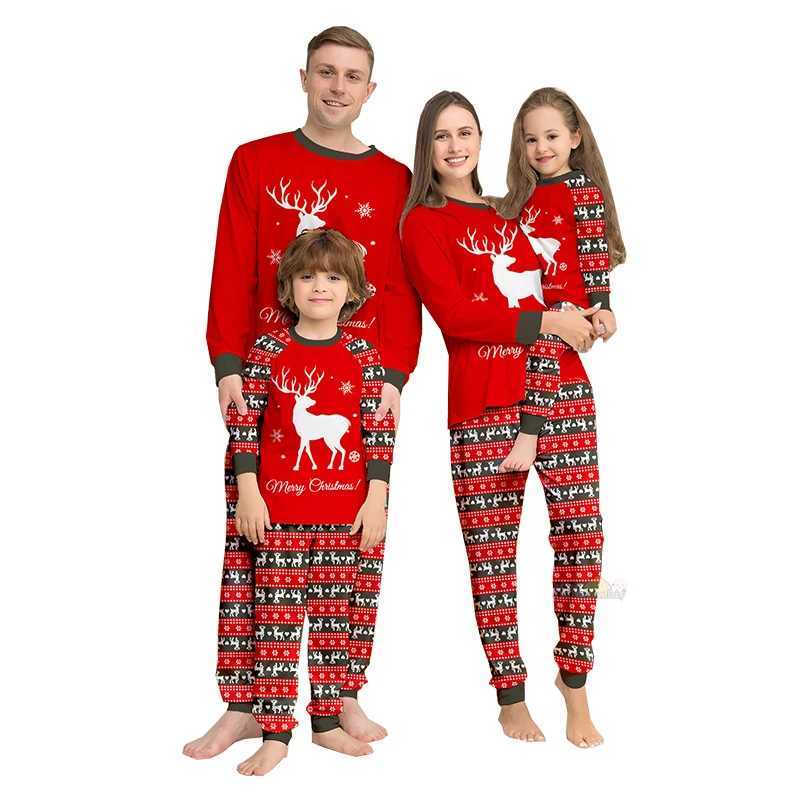 2025 New Christmas Pajama Family Matching Clothing Set Adult Father Mother Children Family Appearance Christmas Pajama Baby Diaper Set W241008