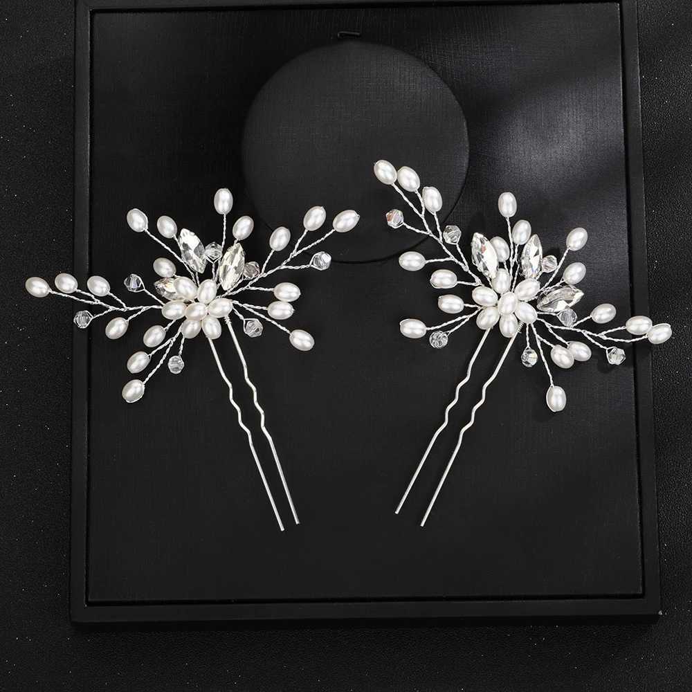 Bridal hair silver rhinestone womens headwear pearl wedding hair accessories jewelry handmade party headwear W241007