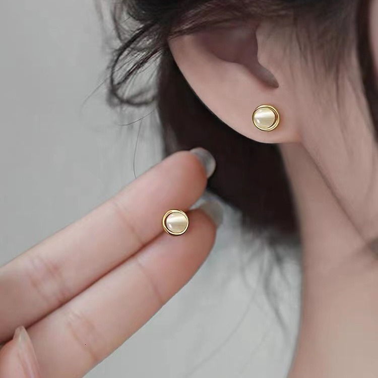 Needle Cat Eye Stone Earrings, New 2024, niche high-end earrings, women's light earrings too