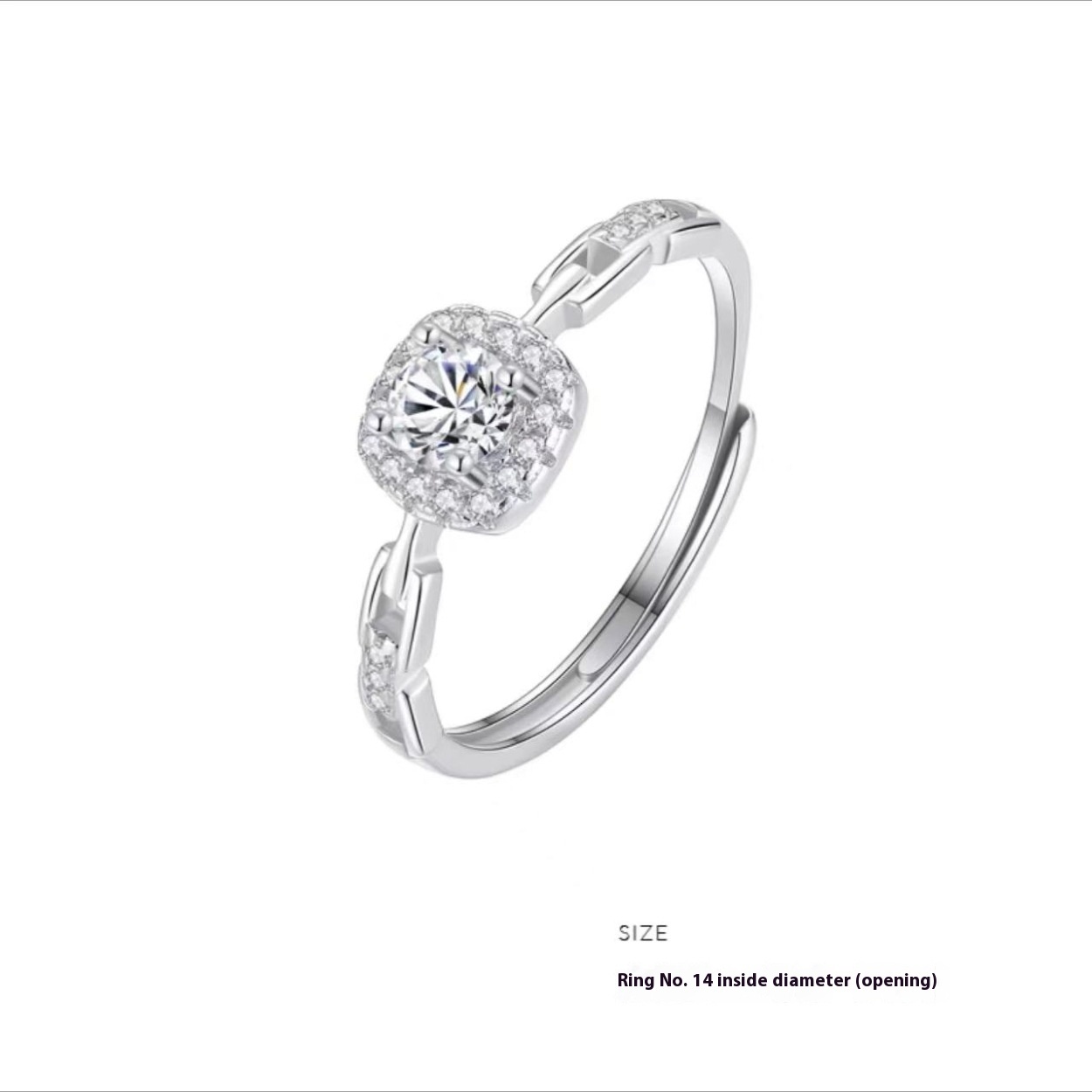 Square Diamond Chain Women's Tail Joint Ring, Luxury and Simple, New in 2024