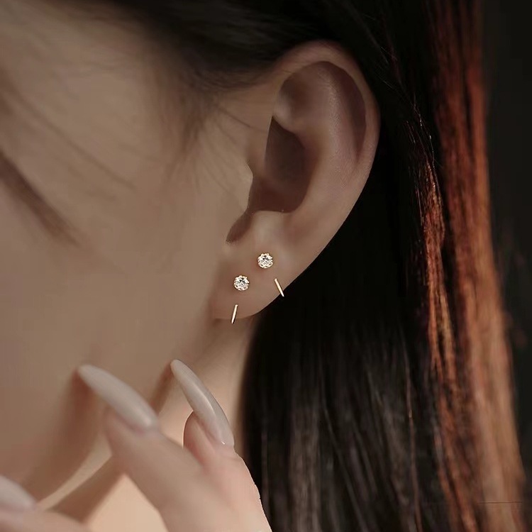 Pure sier needle ear hook, simple and niche student new trendy design