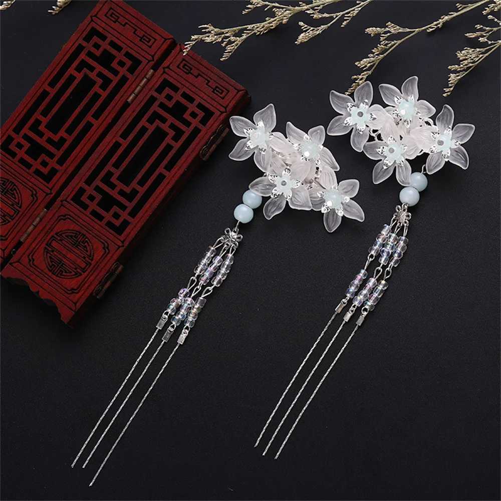 2 pieces of vintage hair clips crystal flower tassel hair clips childrens stage styling headwear Chinese wedding hair accessories jewelry W241007