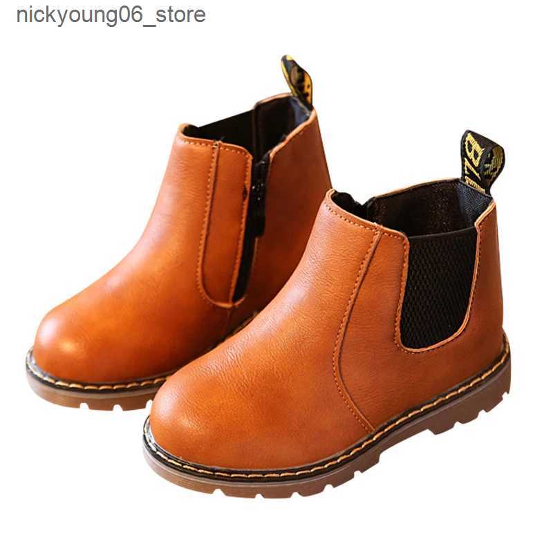 Boots Fashion Children Kids Boots Spring Autumn Teen Girls Booties With Zip Boys Snow Boots PU Leather Sneakers Outdoor Shoes L240910