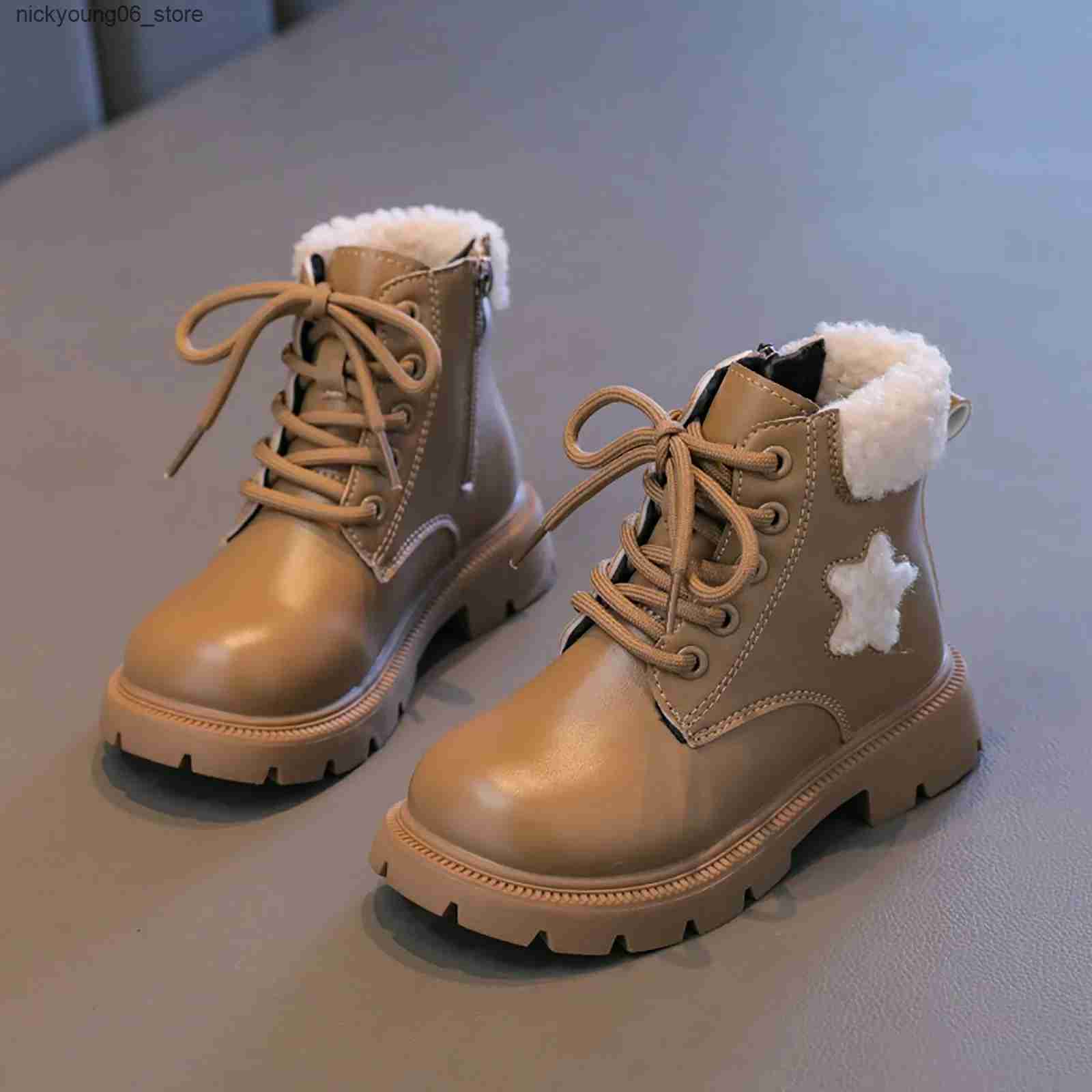 Boots Childrens Winter Warm Non-Slip Boots Girls Ankle Boots Low Block Heel Booties Childrens Shoes Kids Boys Girls Boots Botas L240910
