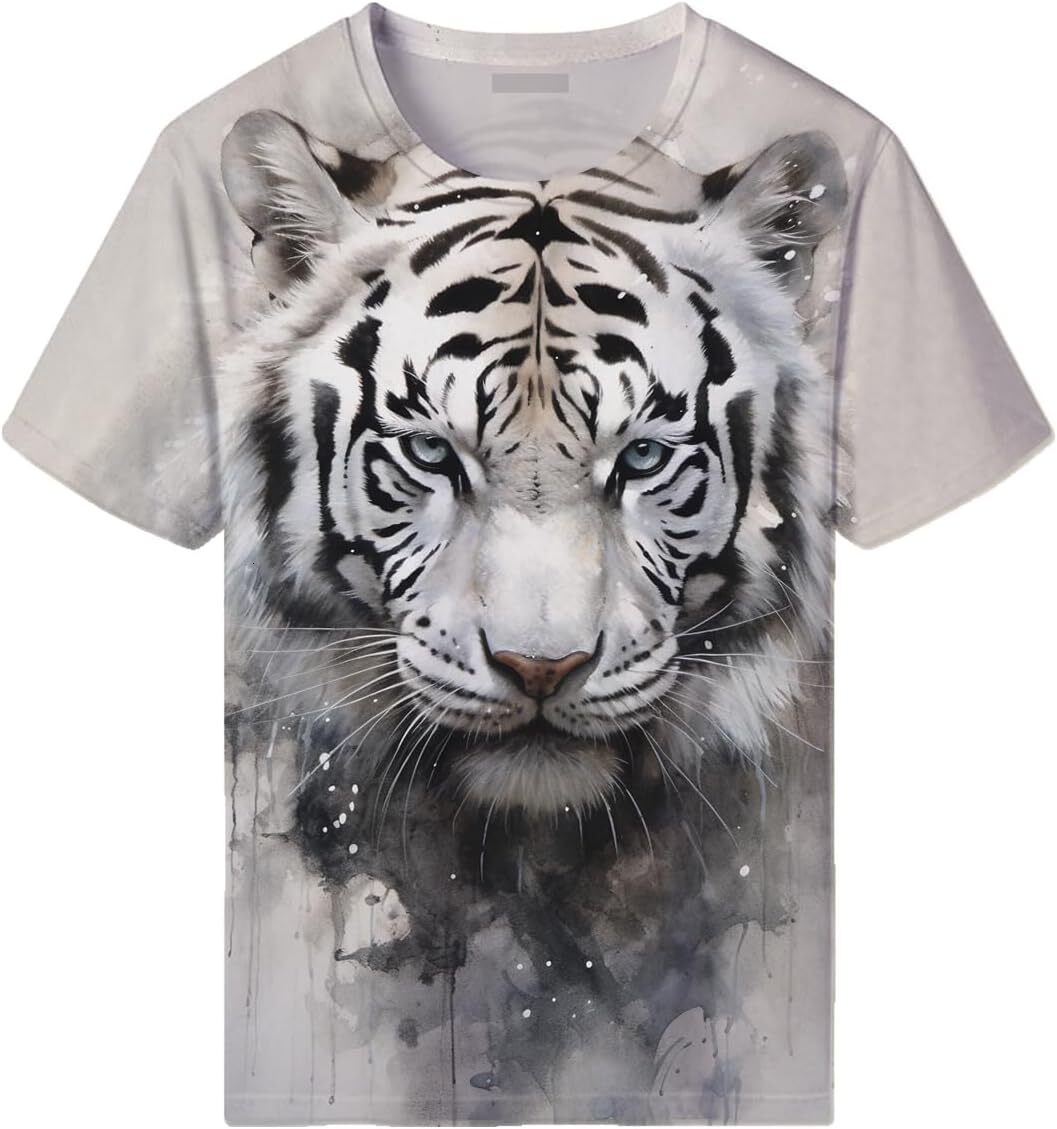 Mens T shirt Mens Tiger Roar Shirt Novelty Retro Hand Painted Watercolor Animal Pattern Summer Short Sleeve Tees Tops shirts tshirt graphic tee Casual