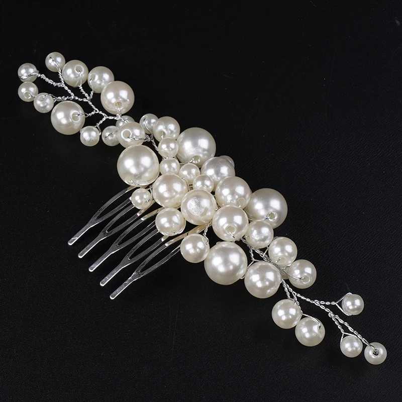 Fashion Pearl Silver Bridal Hair Comb Womens Headwear Handmade Wedding Accessories Jewelry Party Ball Headwear W241007