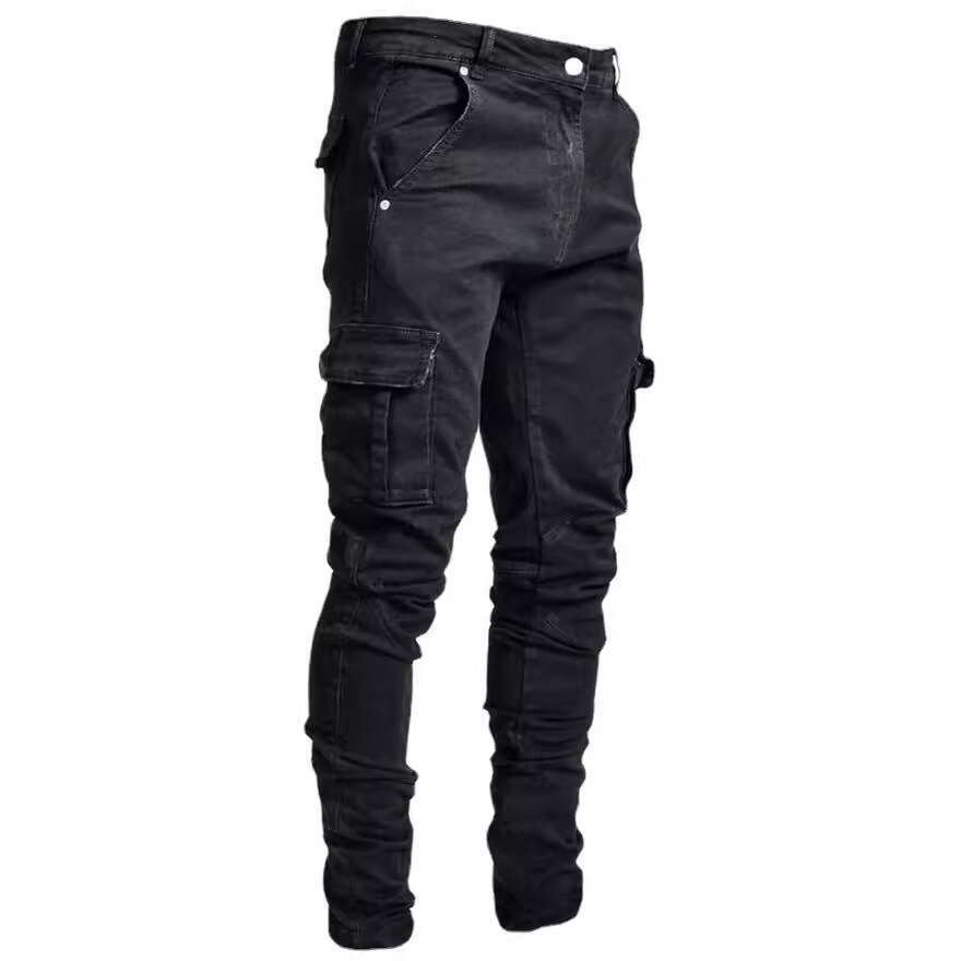 2024 European And American Cross Border New Jeans Men's Side Pocket Small Foot Tight Jeans In Stock